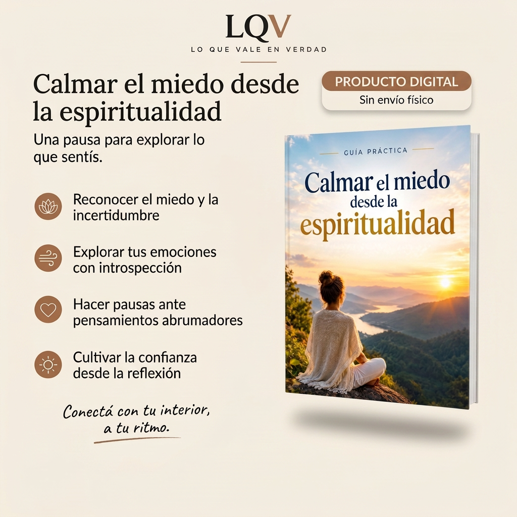 Portada de Calmar el miedo desde la espiritualidad y propuestas de introspección, pausas y confianza. Producto digital.

